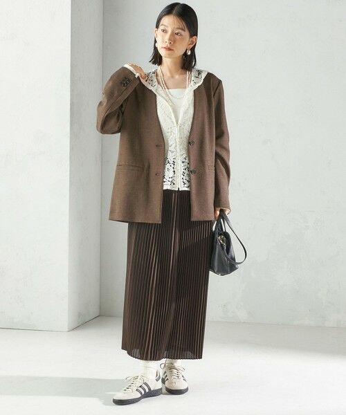 SHIPS / シップス ノーカラージャケット | 《一部追加予約》〈手洗い可能〉TUMUGITO(R) シャーク ツイード カラーレス ジャケット | 詳細20