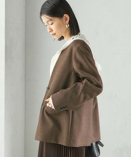 SHIPS / シップス ノーカラージャケット | 《一部追加予約》〈手洗い可能〉TUMUGITO(R) シャーク ツイード カラーレス ジャケット | 詳細22