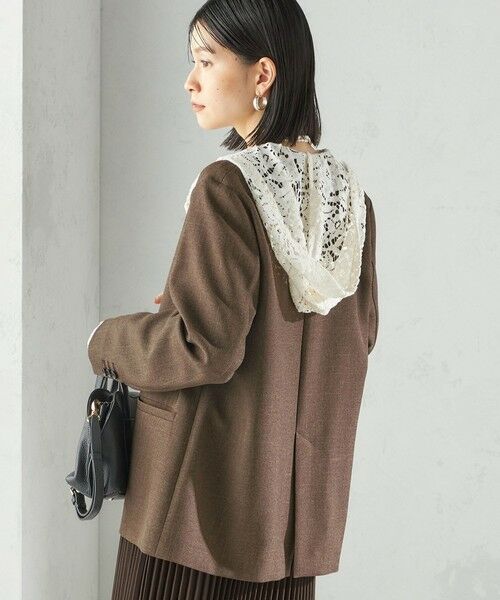 SHIPS / シップス ノーカラージャケット | 《一部追加予約》〈手洗い可能〉TUMUGITO(R) シャーク ツイード カラーレス ジャケット | 詳細23