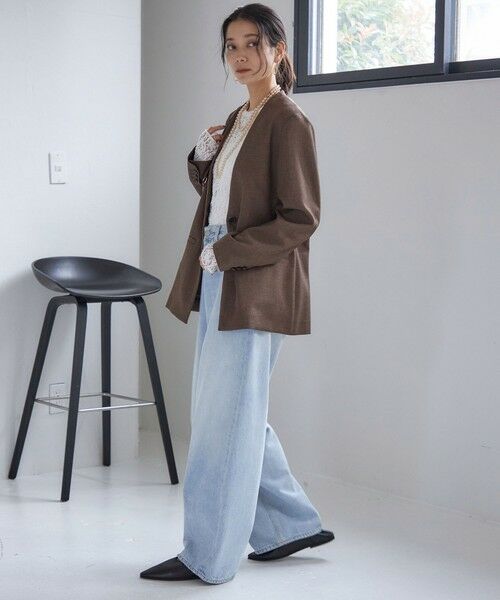 SHIPS / シップス ノーカラージャケット | 《一部追加予約》〈手洗い可能〉TUMUGITO(R) シャーク ツイード カラーレス ジャケット | 詳細27