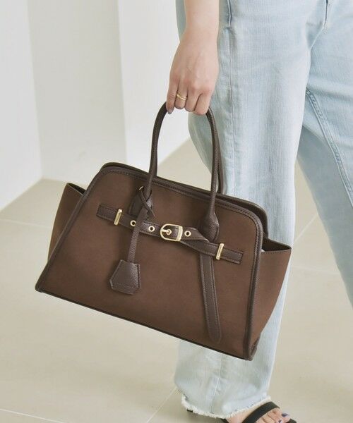 SHIPS for women/シップスウィメン quaranciel: 2way 金具 ベルト スクエア トート バッグ(A4対応) ブラウン ONE SIZE SHIPS for women/シップスウィメン quaranciel: 2way 金具 ベルト スクエア トート バッグ(A4対応) ブラウン ONE SIZE