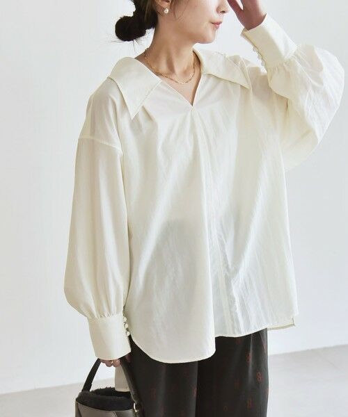 SHIPS / シップス シャツ・ブラウス | quaranciel: ナイロン タスラン ビッグカラー シャツ ブラウス | 詳細3