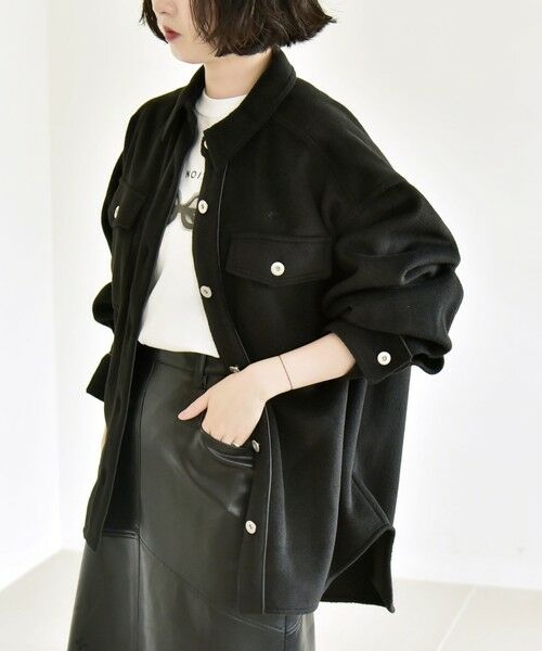 SHIPS / シップス その他アウター | quaranciel: ジャージー メルトン パイピング CPO ビッグ シャツ ジャケット | 詳細3