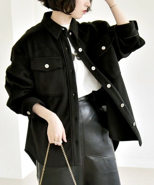 SHIPS / シップス その他アウター | quaranciel: ジャージー メルトン パイピング CPO ビッグ シャツ ジャケット | 詳細4