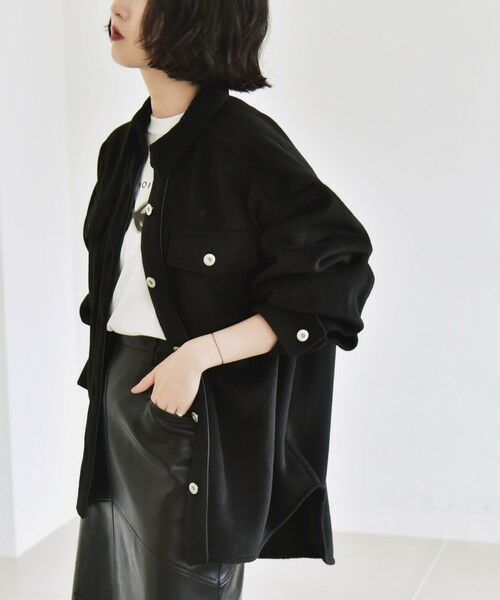 SHIPS / シップス その他アウター | quaranciel: ジャージー メルトン パイピング CPO ビッグ シャツ ジャケット | 詳細5