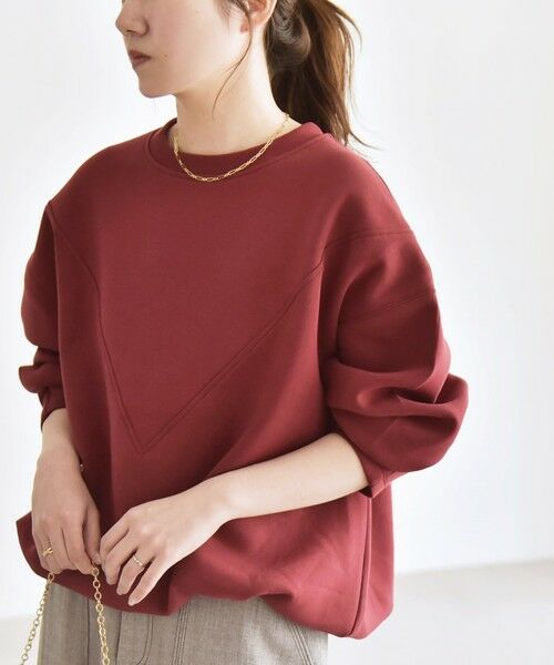 SHIPS / シップス スウェット | 《一部追加予約》quaranciel:〈洗濯機可能〉ポンチ Vヨークバルーン スウェット プルオーバー(ワイン)