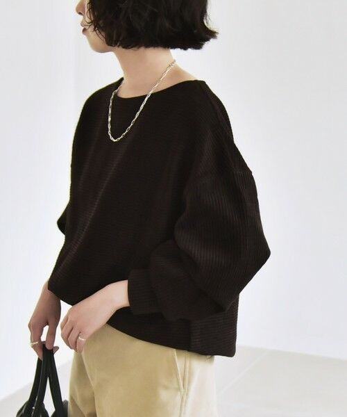 SHIPS / シップス Tシャツ | quaranciel:〈洗濯機可能〉ポリエステル ベロア リブ コクーン コンパクト プルオーバー | 詳細14