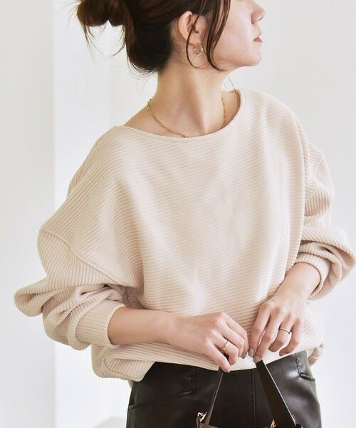 SHIPS / シップス Tシャツ | quaranciel:〈洗濯機可能〉ポリエステル ベロア リブ コクーン コンパクト プルオーバー | 詳細27