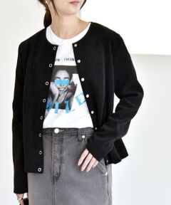 SHIPS / シップス カーディガン・ボレロ | 《一部追加予約》quaranciel:〈洗濯機可能〉ポリエステル ベロア リブ コンパクト スナップ カーディガン