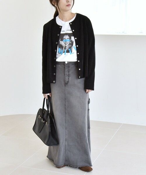 SHIPS / シップス カーディガン・ボレロ | quaranciel:〈洗濯機可能〉ポリエステル ベロア リブ コンパクト スナップ カーディガン | 詳細1