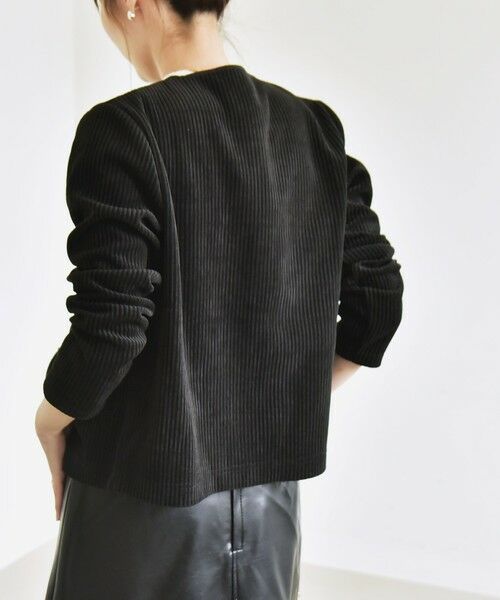 SHIPS / シップス カーディガン・ボレロ | quaranciel:〈洗濯機可能〉ポリエステル ベロア リブ コンパクト スナップ カーディガン | 詳細11