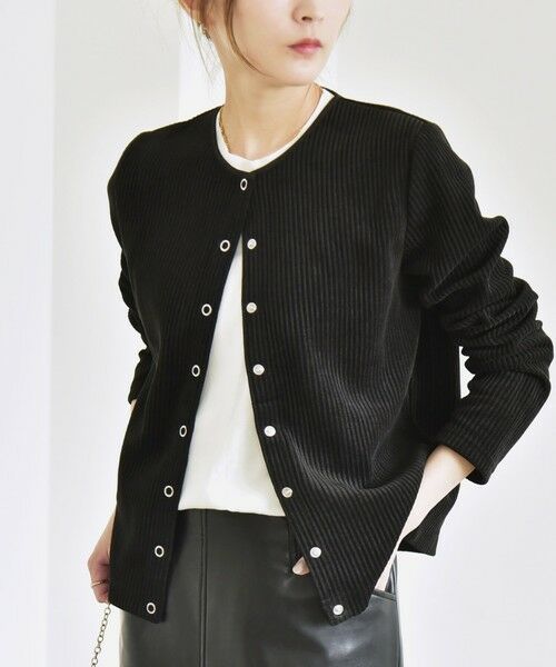 SHIPS / シップス カーディガン・ボレロ | quaranciel:〈洗濯機可能〉ポリエステル ベロア リブ コンパクト スナップ カーディガン | 詳細12