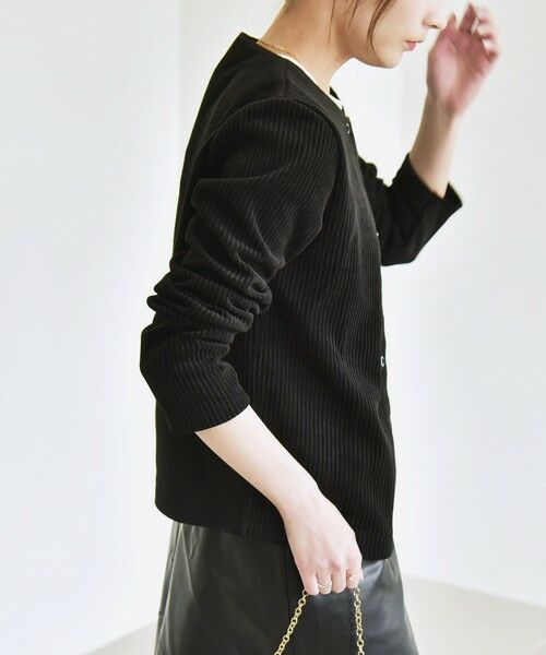 SHIPS / シップス カーディガン・ボレロ | quaranciel:〈洗濯機可能〉ポリエステル ベロア リブ コンパクト スナップ カーディガン | 詳細9