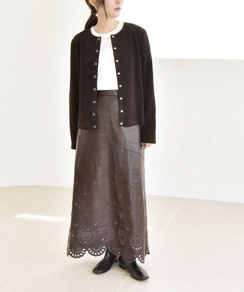 SHIPS / シップス カーディガン・ボレロ | quaranciel:〈洗濯機可能〉ポリエステル ベロア リブ コンパクト スナップ カーディガン | 詳細16