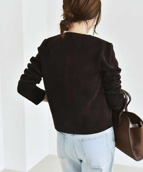 SHIPS / シップス カーディガン・ボレロ | quaranciel:〈洗濯機可能〉ポリエステル ベロア リブ コンパクト スナップ カーディガン | 詳細29