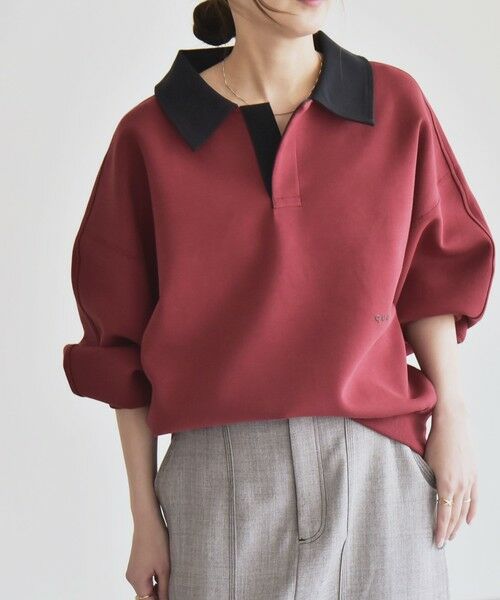 SHIPS / シップス スウェット | 《一部追加予約》quaranciel:〈洗濯機可能〉ポンチ ロゴプリント ポロ スウェット プルオーバー | 詳細21