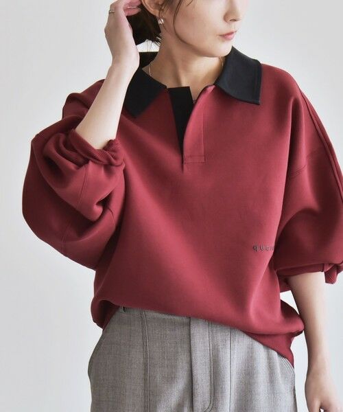 SHIPS / シップス スウェット | 《一部追加予約》quaranciel:〈洗濯機可能〉ポンチ ロゴプリント ポロ スウェット プルオーバー | 詳細25