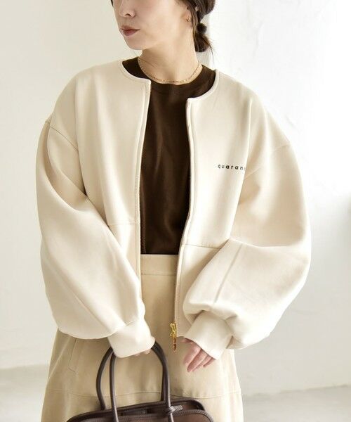 SHIPS / シップス スウェット | quaranciel:〈洗濯機可能〉ポンチ ロゴプリント スウェット ジップ ブルゾン カーディガン | 詳細3