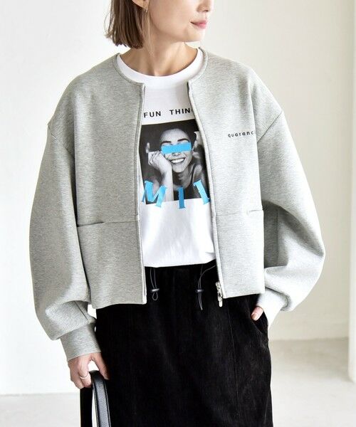 SHIPS / シップス スウェット | quaranciel:〈洗濯機可能〉ポンチ ロゴプリント スウェット ジップ ブルゾン カーディガン | 詳細16