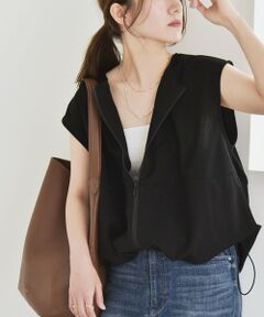 SHIPS / シップス ベスト | quaranciel:〈手洗い可能〉カット ジョーゼット ドロスト ジップ ベスト