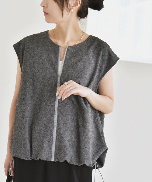 SHIPS / シップス ベスト | quaranciel:〈手洗い可能〉カット ジョーゼット ドロスト ジップ ベスト | 詳細3