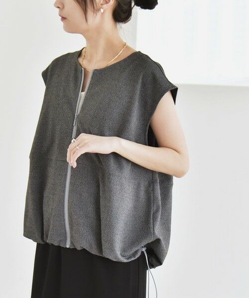 SHIPS / シップス ベスト | quaranciel:〈手洗い可能〉カット ジョーゼット ドロスト ジップ ベスト | 詳細5