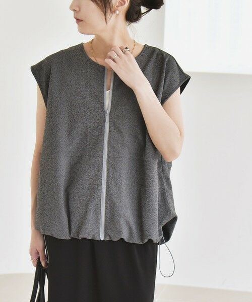 SHIPS / シップス ベスト | quaranciel:〈手洗い可能〉カット ジョーゼット ドロスト ジップ ベスト | 詳細6