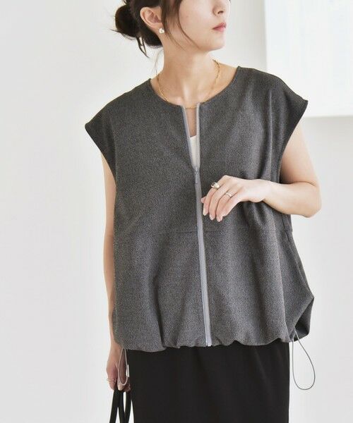SHIPS / シップス ベスト | quaranciel:〈手洗い可能〉カット ジョーゼット ドロスト ジップ ベスト | 詳細7