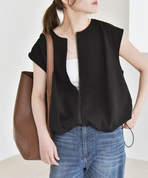 SHIPS / シップス ベスト | quaranciel:〈手洗い可能〉カット ジョーゼット ドロスト ジップ ベスト | 詳細21
