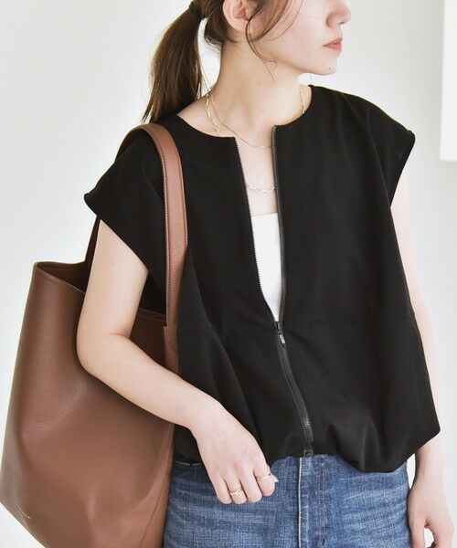 SHIPS / シップス ベスト | quaranciel:〈手洗い可能〉カット ジョーゼット ドロスト ジップ ベスト | 詳細24