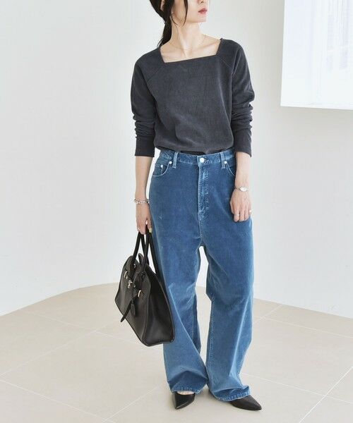 SHIPS / シップス その他パンツ | quaranciel:〈洗濯機可能〉コットン ベロア インディゴ ハイライズ ルーズ ワイド パンツ | 詳細1