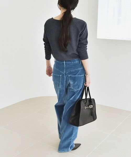 SHIPS / シップス その他パンツ | quaranciel:〈洗濯機可能〉コットン ベロア インディゴ ハイライズ ルーズ ワイド パンツ | 詳細2