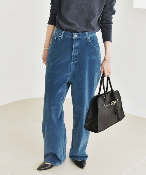 SHIPS / シップス その他パンツ | quaranciel:〈洗濯機可能〉コットン ベロア インディゴ ハイライズ ルーズ ワイド パンツ | 詳細3