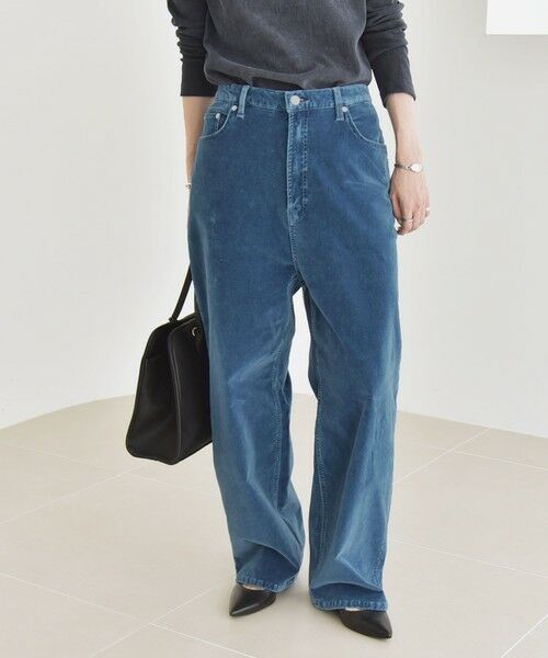 SHIPS / シップス その他パンツ | quaranciel:〈洗濯機可能〉コットン ベロア インディゴ ハイライズ ルーズ ワイド パンツ | 詳細4