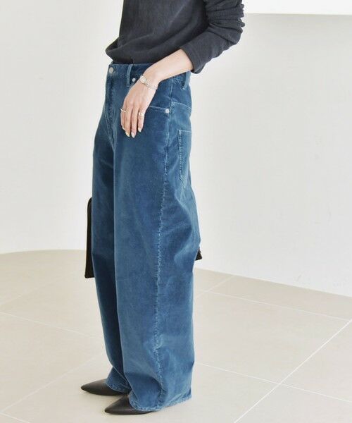SHIPS / シップス その他パンツ | quaranciel:〈洗濯機可能〉コットン ベロア インディゴ ハイライズ ルーズ ワイド パンツ | 詳細5