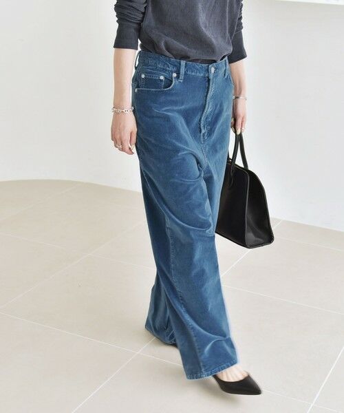 SHIPS / シップス その他パンツ | quaranciel:〈洗濯機可能〉コットン ベロア インディゴ ハイライズ ルーズ ワイド パンツ | 詳細7