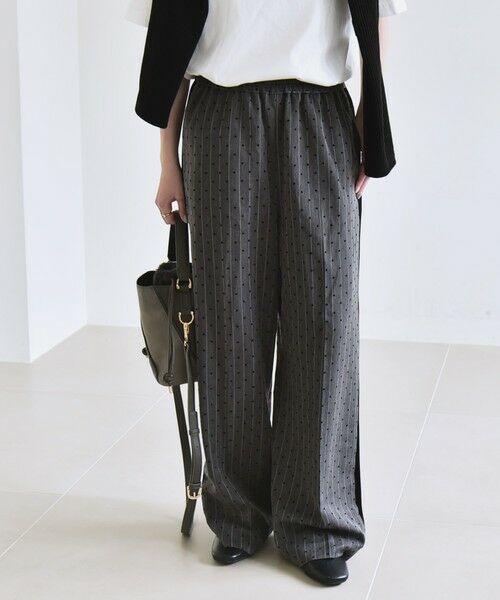 SHIPS for women/シップスウィメン quaranciel:〈洗濯機可能〉フロッキー ドット ストライプ ライン イージー パンツ チャコールグレー 36 SHIPS for women/シップスウィメン quaranciel:〈洗濯機可能〉フロッキー ドット ストライプ ライン イージー パンツ チャコールグレー 36