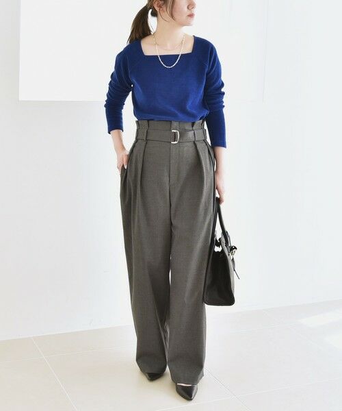 SHIPS / シップス その他パンツ | quaranciel:〈洗濯機可能〉ハンサム ハイウエスト ベルト ワイド パンツ | 詳細1