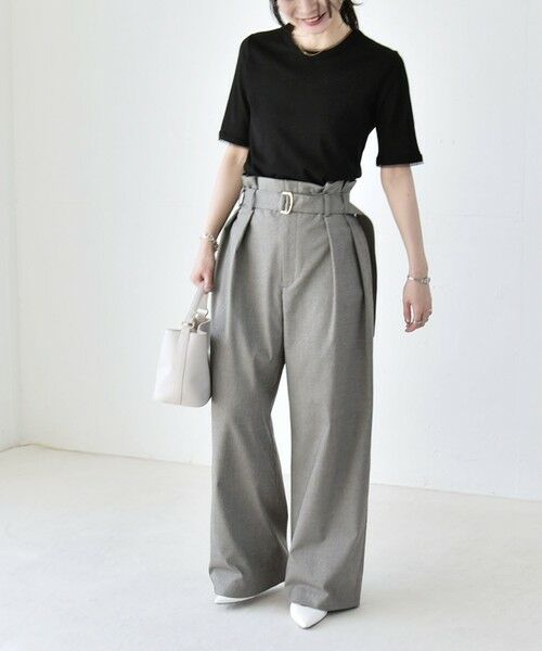 SHIPS / シップス その他パンツ | 《一部追加予約》quaranciel:〈洗濯機可能〉ハンサム ハイウエスト ベルト ワイド パンツ | 詳細20