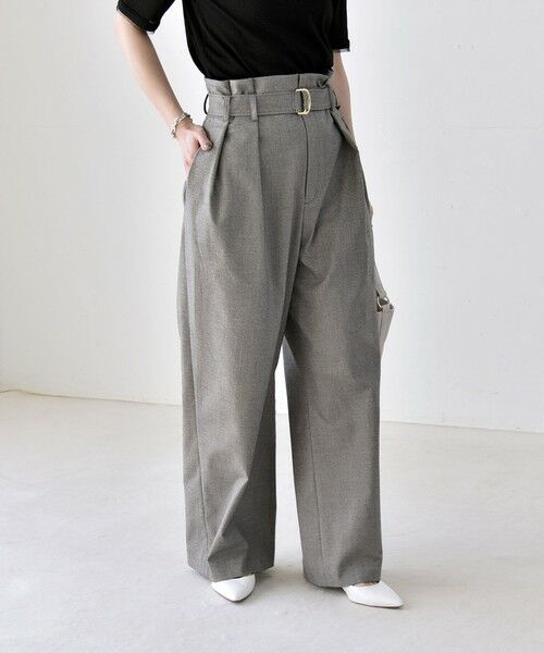 SHIPS / シップス その他パンツ | 《一部追加予約》quaranciel:〈洗濯機可能〉ハンサム ハイウエスト ベルト ワイド パンツ | 詳細25