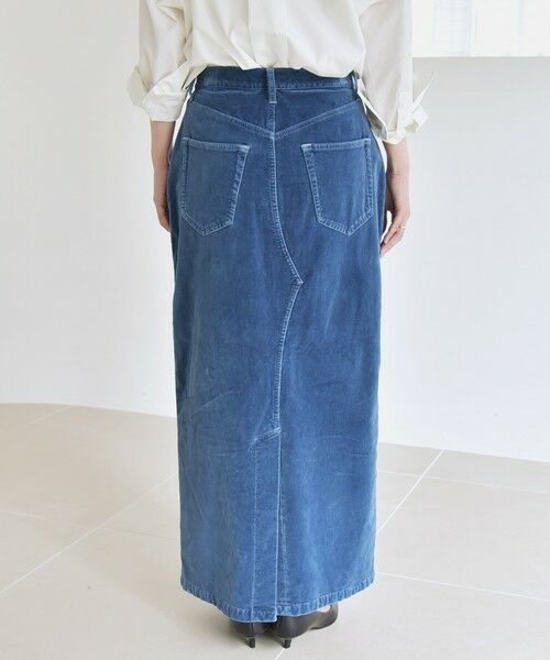 SHIPS / シップス ロング・マキシ丈スカート | quaranciel:〈洗濯機可能〉コットン ベロア インディゴ Iライン ストレート スカート | 詳細19