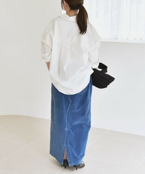 SHIPS / シップス ロング・マキシ丈スカート | quaranciel:〈洗濯機可能〉コットン ベロア インディゴ Iライン ストレート スカート | 詳細2