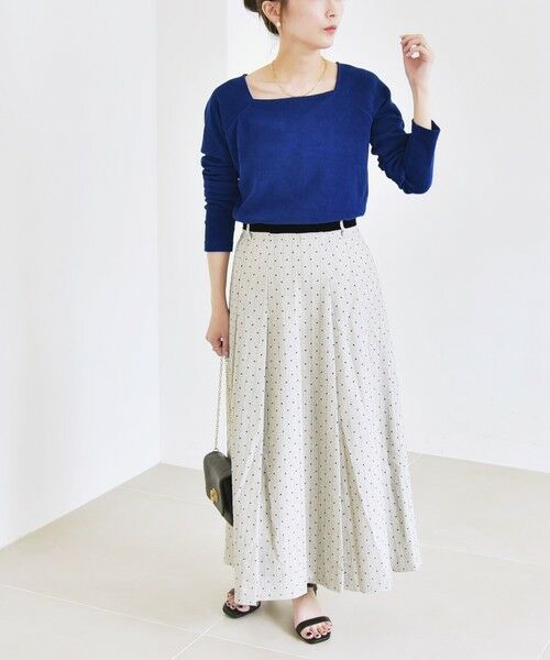 SHIPS / シップス ロング・マキシ丈スカート | quaranciel:〈洗濯機可能〉フロッキー ドット ストライプ フレア スカート | 詳細1