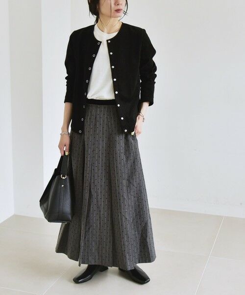 SHIPS / シップス ロング・マキシ丈スカート | quaranciel:〈洗濯機可能〉フロッキー ドット ストライプ フレア スカート | 詳細20