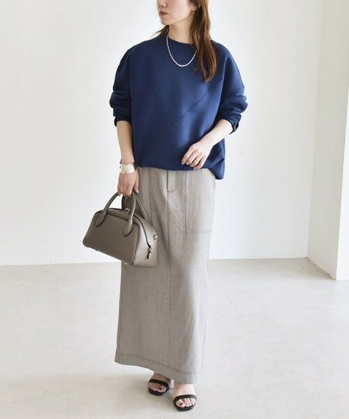 SHIPS / シップス ロング・マキシ丈スカート | quaranciel:〈洗濯機可能〉ウーステッド ステッチ Iライン ロング スカート | 詳細1