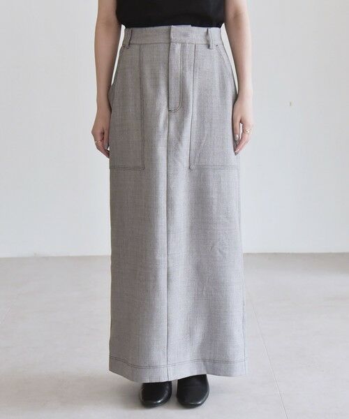 SHIPS / シップス ロング・マキシ丈スカート | quaranciel:〈洗濯機可能〉ウーステッド ステッチ Iライン ロング スカート | 詳細18