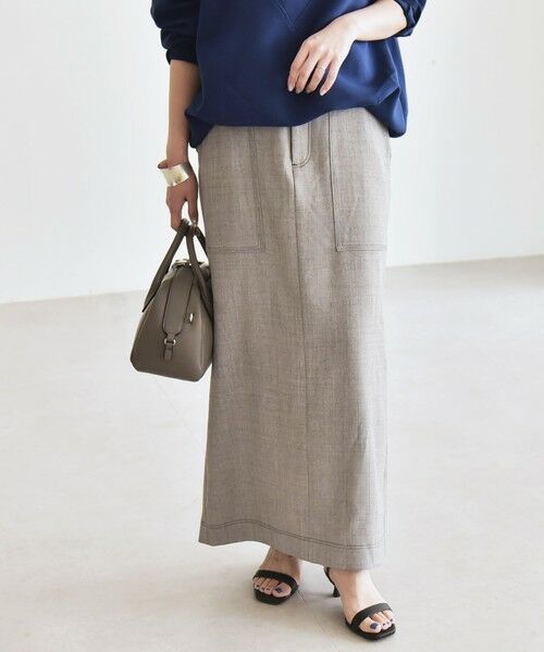 SHIPS / シップス ロング・マキシ丈スカート | quaranciel:〈洗濯機可能〉ウーステッド ステッチ Iライン ロング スカート | 詳細3