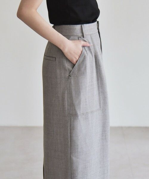 SHIPS / シップス ロング・マキシ丈スカート | quaranciel:〈洗濯機可能〉ウーステッド ステッチ Iライン ロング スカート | 詳細21