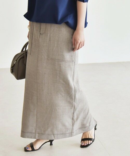 SHIPS / シップス ロング・マキシ丈スカート | quaranciel:〈洗濯機可能〉ウーステッド ステッチ Iライン ロング スカート | 詳細5