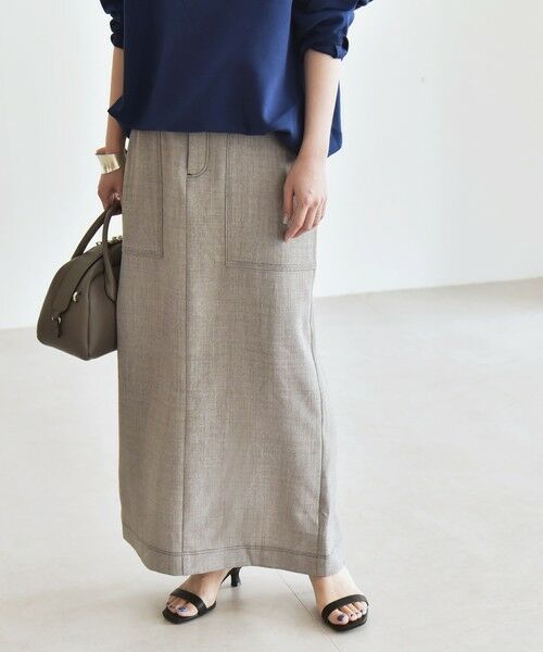 SHIPS for women/シップスウィメン quaranciel:〈洗濯機可能〉ウーステッド ステッチ Iライン ロング スカート グレー 40 SHIPS for women/シップスウィメン quaranciel:〈洗濯機可能〉ウーステッド ステッチ Iライン ロング スカート グレー 40